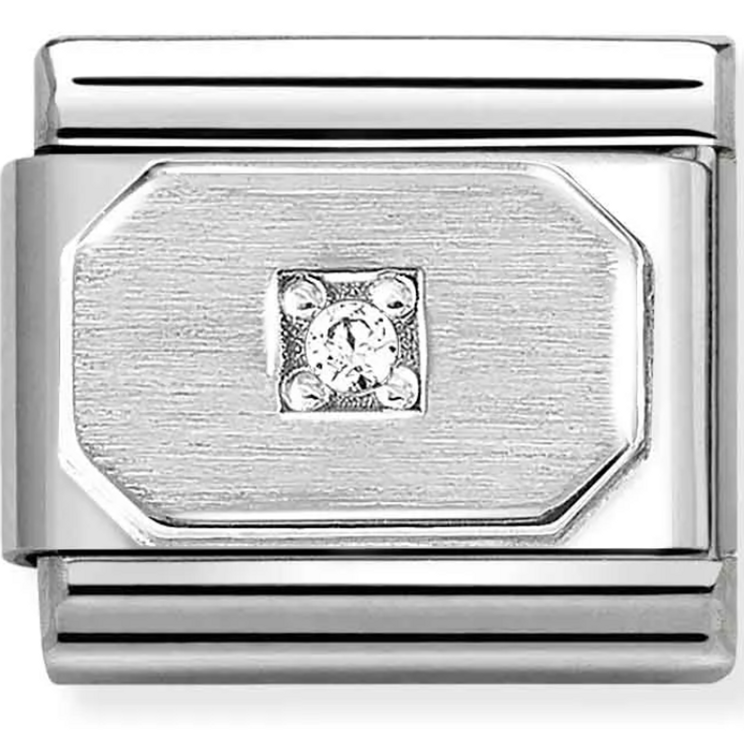 Nomination Link 925 Srebrny Prostokąt z zaokrąglonymi rogami i białą cyrkonią 330311 17.png